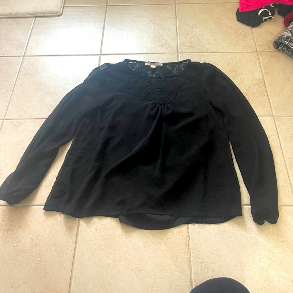 Forever 21 Black Long Sleeve Top Size Medium